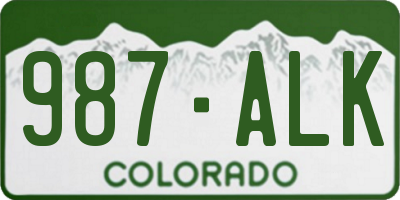 CO license plate 987ALK