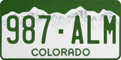 CO license plate 987ALM