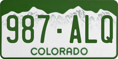 CO license plate 987ALQ