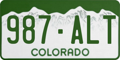 CO license plate 987ALT
