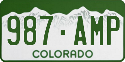 CO license plate 987AMP