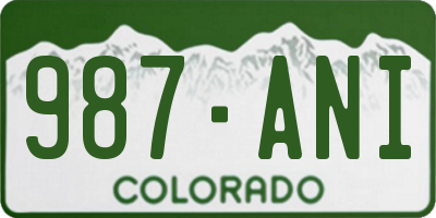 CO license plate 987ANI