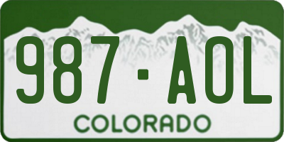 CO license plate 987AOL