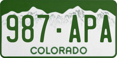 CO license plate 987APA