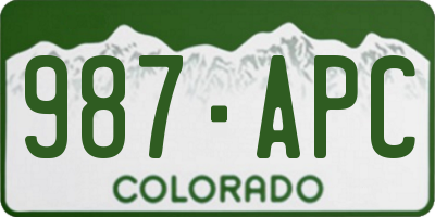 CO license plate 987APC