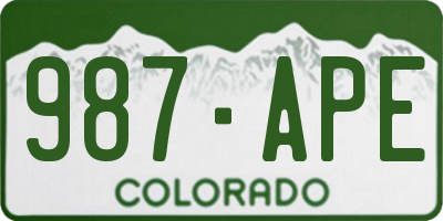 CO license plate 987APE