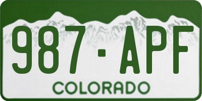 CO license plate 987APF