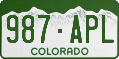 CO license plate 987APL