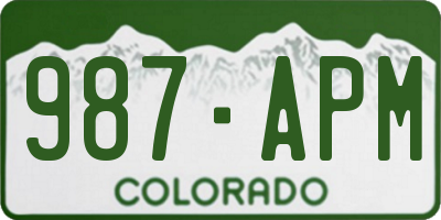 CO license plate 987APM