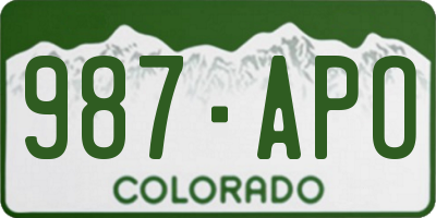 CO license plate 987APO