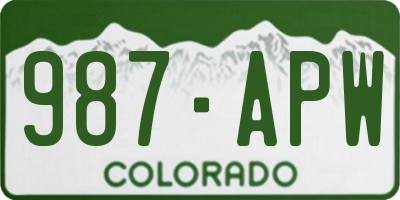 CO license plate 987APW