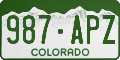 CO license plate 987APZ