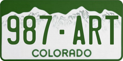 CO license plate 987ART