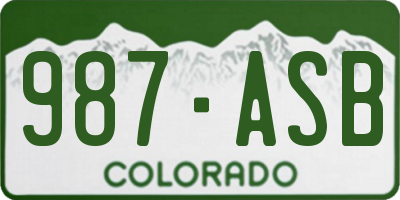 CO license plate 987ASB