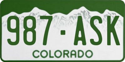 CO license plate 987ASK