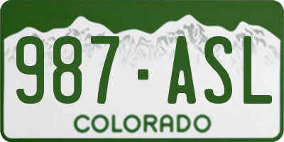 CO license plate 987ASL