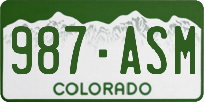 CO license plate 987ASM