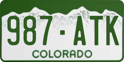 CO license plate 987ATK