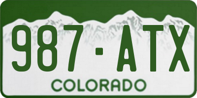 CO license plate 987ATX