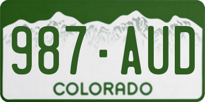 CO license plate 987AUD
