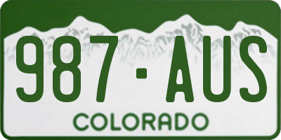 CO license plate 987AUS