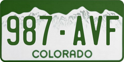 CO license plate 987AVF