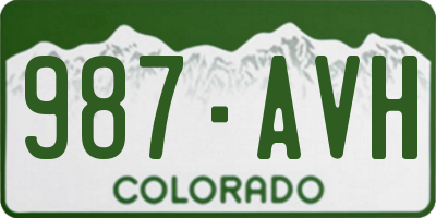 CO license plate 987AVH