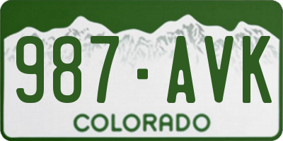 CO license plate 987AVK