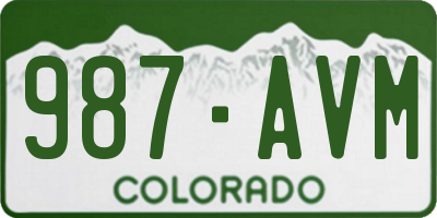 CO license plate 987AVM