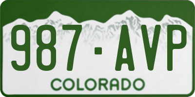 CO license plate 987AVP