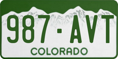 CO license plate 987AVT