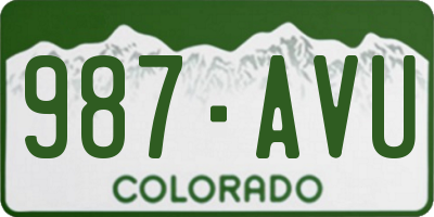 CO license plate 987AVU