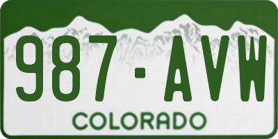 CO license plate 987AVW
