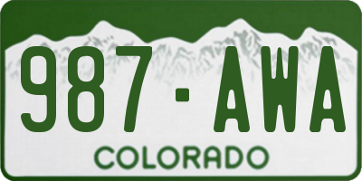 CO license plate 987AWA