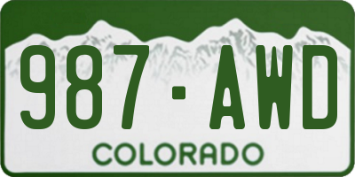 CO license plate 987AWD