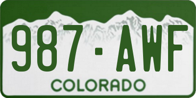 CO license plate 987AWF