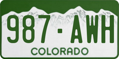 CO license plate 987AWH