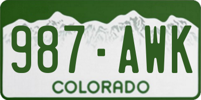 CO license plate 987AWK