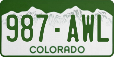 CO license plate 987AWL