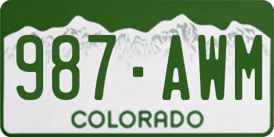 CO license plate 987AWM