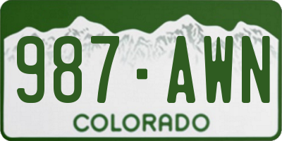 CO license plate 987AWN
