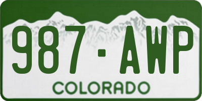 CO license plate 987AWP