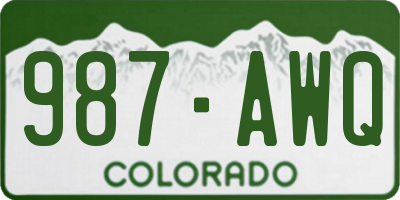 CO license plate 987AWQ