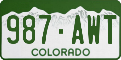 CO license plate 987AWT