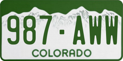 CO license plate 987AWW