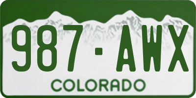 CO license plate 987AWX