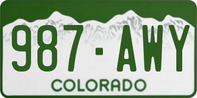 CO license plate 987AWY