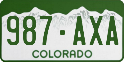 CO license plate 987AXA