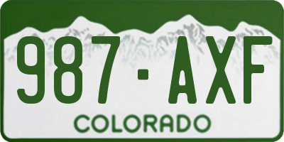 CO license plate 987AXF