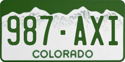 CO license plate 987AXI
